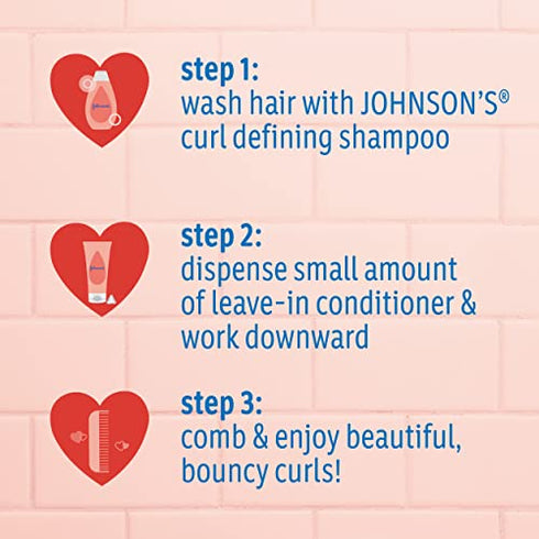 Johnson's Curl Defining Tear-Free Kids' Leave-in Conditioner with Shea Butter, Paraben-, Sulfate- & Dye-Free Formula, Hypoallergenic & Gentle for Toddlers' Hair, 6.8 fl. Oz